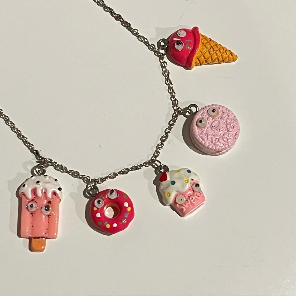 Sweet Treats Kawaii Food Charm Necklace Ice Cream, Donut, Macaron Cupcake